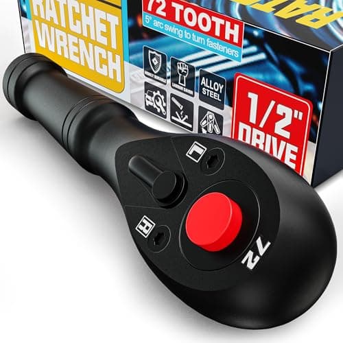 Image of KIRXST 1/2" Drive Ratchet Handle, 72 Teeth Ratchet Wrench 135mm, Ratchet Handle with Quick Release Reversible for Bike Repair