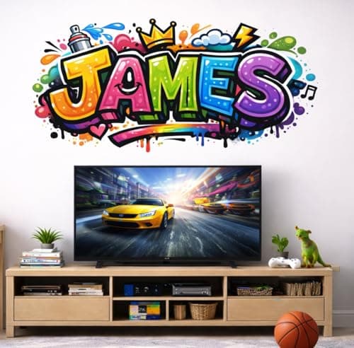 Image of Personalised Graffiti Spray Paint Style Kids Wall Art Sticker, Graphics, Decals, ng16 (50cm x 25cm)