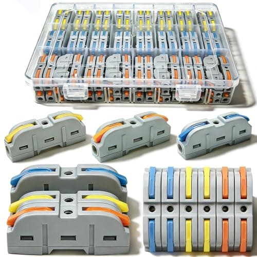 Image of 100pcs Lever Wire Connectors, 1 in 1 out Inline Electrical Wire Splicing Connector, Compact Wire Connectors for Circuit Inline Splices, AWG 28-12, multicolour