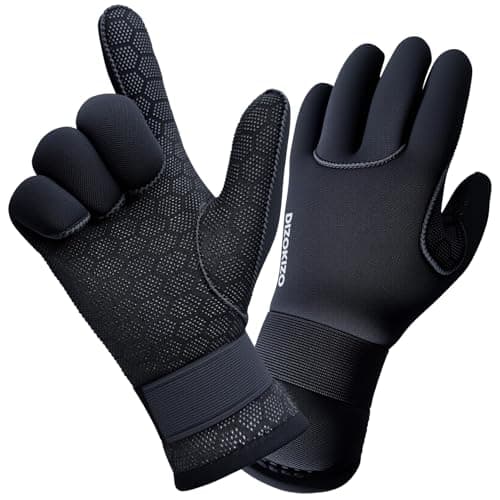 Image of PAWHITS Wetsuit Gloves, 3mm Neoprene Gloves with Adjustable Wrist Strap, 5-Finger Thermal Non-Slip swimming Glove for Scuba Diving Surfing Paddling Kayaking (L)