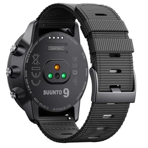 Image of NotoCity Breathable watch strap for Suunto 9/9 Baro/D5/7 24mm,Durable 24mm Nylon watch strap compatible with Suunto Spartan Spor/Spartan Spor Wrist HR/Baro,Black