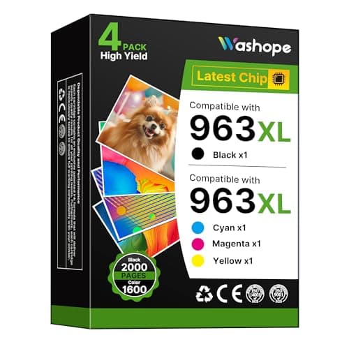 Image of 963XL Ink Cartridges Multipack Compatible for HP 963 Ink Cartridges for HP Officejet Pro 9010 Ink Cartridge, 9012 9014 9015 9016 9018 9020 9022 9025 Inkjet Photo Printer (Black Cyan Magenta Yellow)