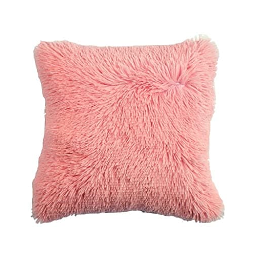 Image of GoldStar Teddy Hug & Snug Fluffy Fur Fleece Cushion Cover Warm Bed Sofa Chair, Blush PInk