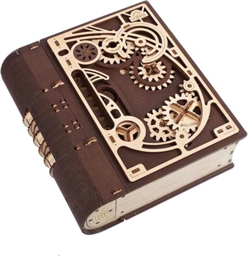 Image of UGEARS Book of Secrets 3D Puzzle Box - 3D Wooden Puzzles For Adults, Fun DIY Craft Kit - Steampunk Treasure Box Wooden Model Kits for Adults to Build, for Hobby Enthusiasts