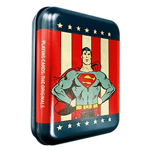 Image of SOLOMAGIA DC Super Heroes - Superman Playing Cards - Tattoo Tin Boxes Display