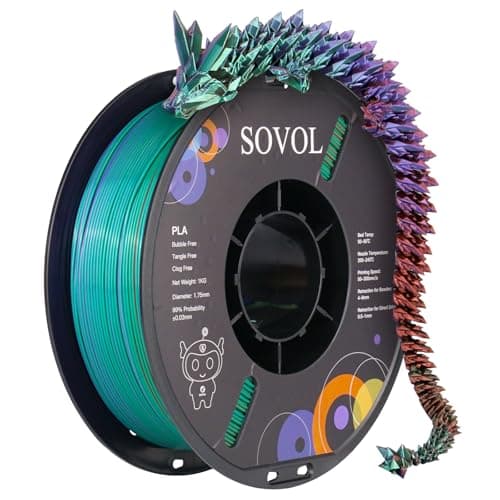 Image of Sovol PLA Filament Silk Tri Color Co-Extrusion 1.75mm, 3D Printer Filament 1kg/ 2.2lbs, Shiny Silk Bronze Purple Green 3 in 1 Coextrusion PLA Material +/-0.03mm