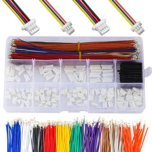 Image of Kidisoii JST Connector Kit 1.0mm Pitch JST-SH 1.0 Micro Connector with Premium 28AWG Pre-Crimped Cables,SH 1.0mm Connector 3/4/5/6/7/8/9/10/12 Pin Housing (SH-Kit)
