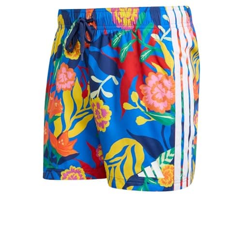 Image of adidas Men's Mexicana Florals 3 Stripes Swim Shorts 5 INCH, Glory Blue/White, M