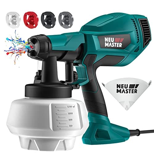 Image of NEU MASTER Upgraded Paint Sprayer - Fence Paint Sprayers [500W/1200ml/4 Nozzles/3 Patterns] HVLP Electric Spray Gun for Home Interior and Exterior, Cabinets, House, Fence, Ceiling