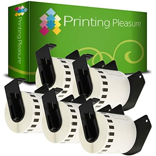 Image of Printing Pleasure 5X DK-22251 62mm x 15.24m Continuous Red and Black On White Standard Address Labels Compatible with P-Touch QL-800, QL-810W, QL-820NWB Label Printers
