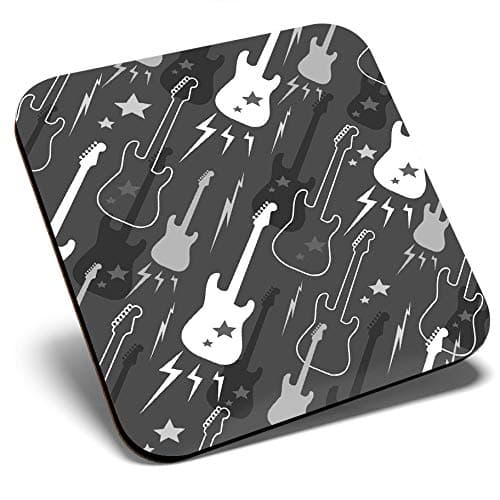 Image of Great Single Coaster Square BW - Electric Guitars Music Band |Glossy Quality Coasters | Tabletop Protection for Any Table Type #35788