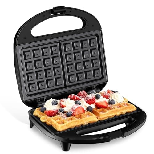 Image of YASHE Belgian Waffle Maker, Dual Non-Stick Waffle Iron with Automatic Temperature Control, LED Indicator & Cool-Touch Handle, 750W, Easy to Clean Compact Waffle Machine for Home Breakfast