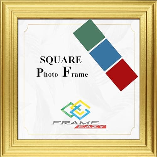 Image of FRAME EAZY 4"x4" Square Photo Frame Gold - Antique Style Square Picture Poster Frames With Safe Perspex Front & Wall Mounting Hooks - Square Frame Gold, 4x4 Inch (10.2 x 10.2cm)