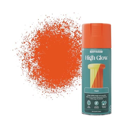 Image of Rust-Oleum High Glow Spray Paint Aerosol, Fluorescent Matt Finish - Orange 400ml