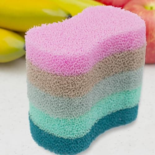 Image of JML Starlyf Lifelong Sponge - Silicone Scrubber & Kitchen Sponge Set, Naturally Resists Nasties & Odours, Non-Abrasive Cleaning Products & Fast-Drying, Dishwasher Safe, Pack of 5