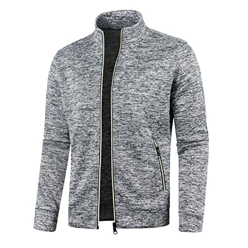 Image of Beokeuioe Men's Sweat Jacket with Zip Without Hood Classic Sports Jacket Lightweight Jacket Stand-Up Collar Training Jacket Cardigan with Pockets Leisure Jacket Softshell Jacket Running Jacket, gray,