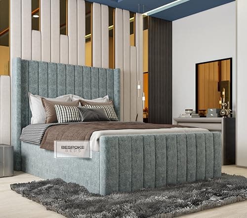 Image of Winged Luxury Bed Frame, Plush Velvet Bed, Ottoman Storage Bed Frame (Mustard Plush Velvet, 6FT SUPER KING)