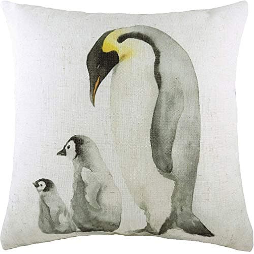 Image of Evans Lichfield Penguin Family Cushion Cover, Multi, 43 x 33cm