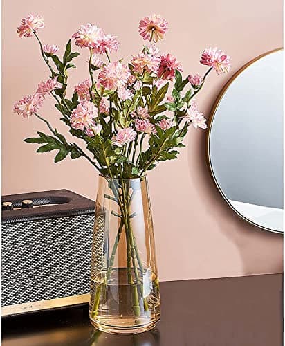 Image of Premium Quality Large Vase cm - Exquisite Amber Flower Vase - Crystal Glass vase for Home Decor - Vases for Flowers for Room Decor, Farmhouse - Flower Vases for Decor Centerpiece, Tall