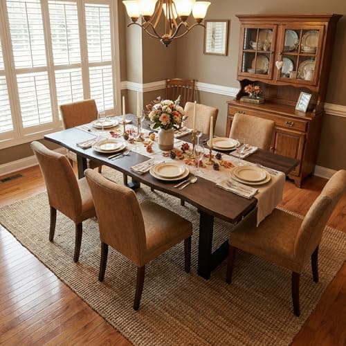 Image of PREMTURE Solid Wood Dining Table 160x80cm for 4-6 People, 30mm Thick Solid Wood Tabletop, Sturdy Metal Legs, Heavy Duty 200KG Load, Rectangle Wooden Table for Dining Room, Living Room, Home Office