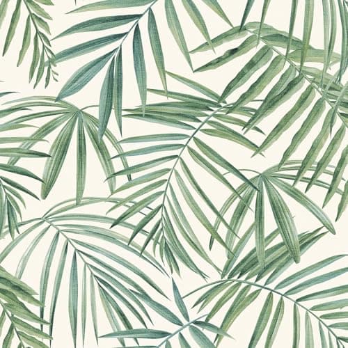 Image of Palm Leaves Green White Wallpaper - Trendy Stylish Tropical Botanical Floral - Feature Wall Bedroom Living Room Wallcovering Arthouse 923909
