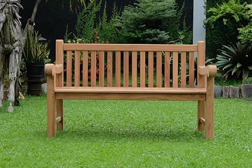 Image of Emporium Furniture Garden Bench Outdoor Wooden Garden Furniture 4 seater Extra Large Salisbury Bench 100% Solid Teak Wood Benches for Parks, Balcony & Garden (3 Seater (150Wx73Dx 92Hcm))