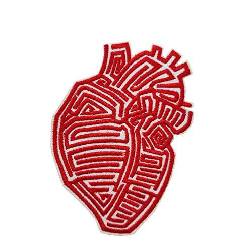 Image of Anatomical Heart Embroidered Iron On Patch Boho Badge