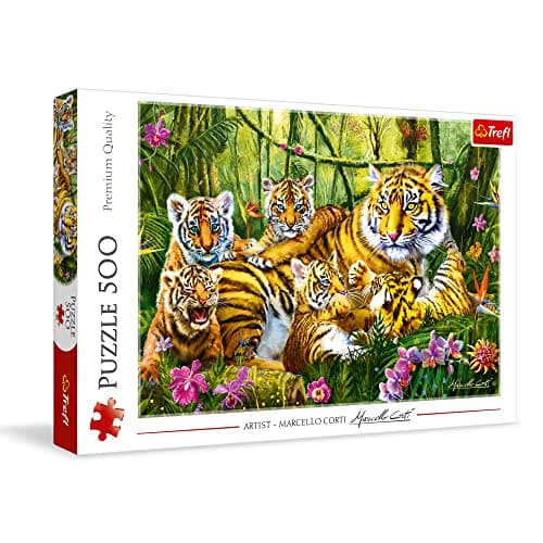 Image of Trefl 37350 Tiger Family 500 Pieces, Premium Quality, for Adults and Children from 10 Years, One Size