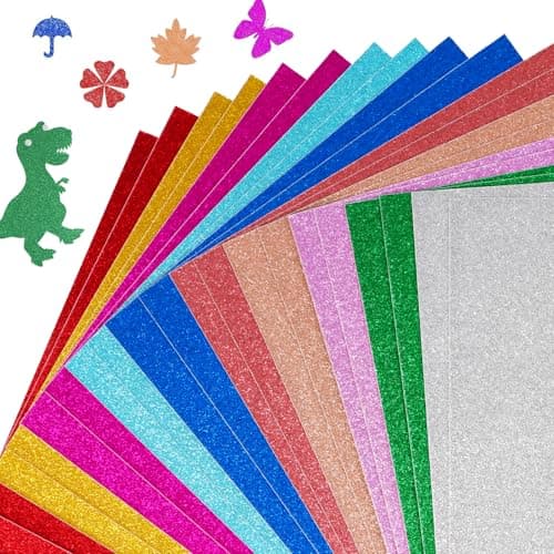 Image of DIYASY 20PCS Glitter Cardstock Paper, A4 Colored Glitter Paper for Crafts Premium Cardstock for Cricut, DIY Crafts Card Making Christmas Birthday Wedding Party Decor