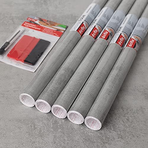 Image of 67.5cm x 2m (Pack of 5 + App Kit) d-c-fix CONCRETE GREY sticky back plastic vinyl wrap film (346-8166)