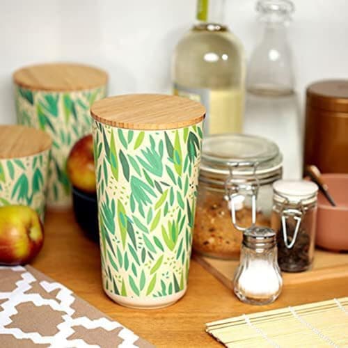 Image of Puckator Willow Large Reusable Bamboo Composite Storage Jar. Home Kitchen Cereal Biscuits Pasta Rice, BPA & Phthalate, Recycled Silicone Seal Bamboo Lid 18.5x10.5x10.5cm