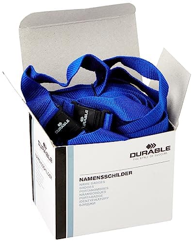 Image of Durable Textile Lanyard 20 mm - Pack of 10 Blue Necklaces - Includes Safety Release - Universal Badge Holder