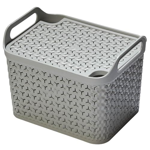 Image of Medium Urban Basket With Lid - Grey - Bring Some Stylish Storage Into Your Home - The Perfect Home Storage Solution For Any Room In The House - Dimensions: 23 X 23.5 X 30.5cm