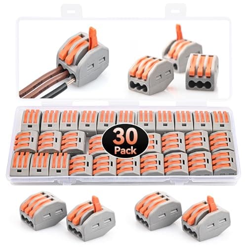 Image of Preciva 30pcs Wire Connectors, Electrical Connector Blocks, 3 Way Compact Cable Terminals Clips Terminal Block Quick Spring, Lever Nut Assortment Conductor with Clamp 3-Port (30PCS)
