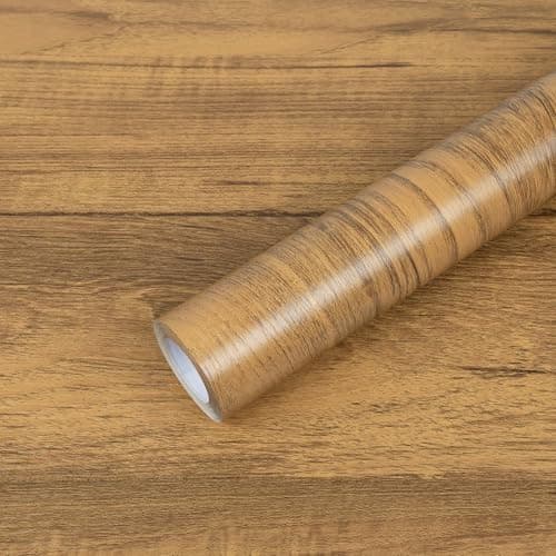 Image of Hode Self Adhesive Wallpaper 30cm X 2m Wood Grain Brown Paper Sticky Back Plastic Roll Peel and Stick Waterproof Removable Vinyl Film for Furniture Bedroom Kitchen Wall