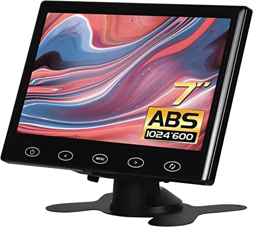 Image of WHOLEV CCTV Monitor 7 Inch HDMI Monitor 16: 9 Screen 1024 * 600 AV VGA Input Touch Button/Built-in Speaker for Raspberry Pi, House Security, CCTV Camera, PC Display