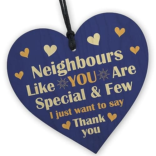 Image of Red Ocean Neighbours Special And Few Gift For Neighbour Friend Wood Heart Neighbour Present Christmas Thank You Gift Keepsake