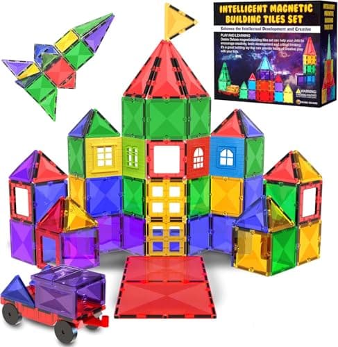 Image of Desire Deluxe Magnetic Building Blocks Tiles STEM Toy Set 57PC – Kids Learning Educational Construction Toys for Boys Girls Present Age 3 4 5 6 7 Year Old - Gift