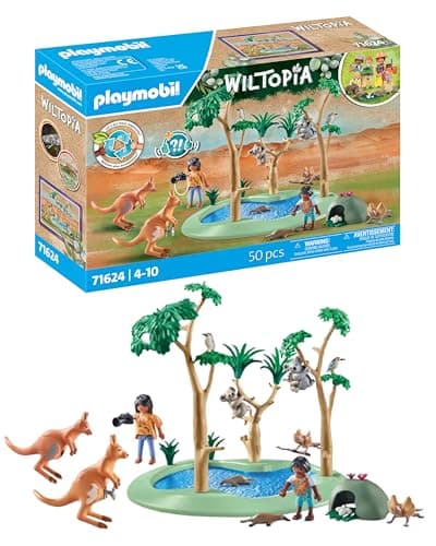Image of Playmobil 71624 Wiltopia: Australian Wildlife, Adventure in Australia, with numerous animals, made from over 80% recycled and bio-based material, detailed play sets suitable for children ages 4+