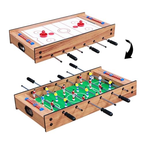 Image of FCOUMY Multi Game Table, 2 in 1 Combo Mini football Game Table Top with Slide Hockey, Wood Foosball Game Tables Top for Family