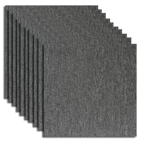 Image of 20PCS Carpet Tiles 5m2 Box Heavy Duty Carpet Floor Tiles Non-Slip Interior Floor Tiles 50X50cm for Flooring Home Office Living Room Bedroom Commercial Apartment (Dark Gray)