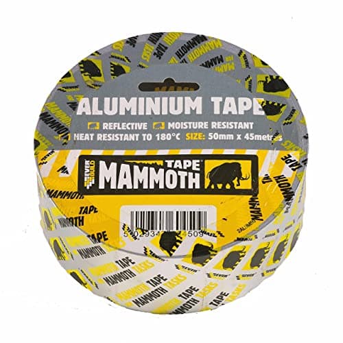 Image of Everbuild Mammoth Aluminium Tape – Heat Resistant to 180°C – Light Reflective – Excellent Moisture Resistance – Silver – 50mm x 45m Roll