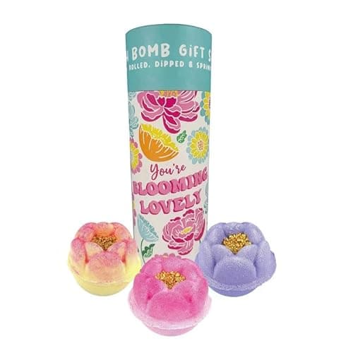Image of Bomb Cosmetics You're Blooming Lovely 3 Piece Bath Bomb Gift Set Tube, Handcrafted with Pure Essential Oils, Cocoa and Shea Butters