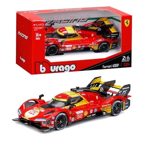 Image of Bburago - Ferrari 499P Winner 2024#50, 1:43 Scale Diecast Car, Detailed Replica of the Le Mans 24H Winner, Officially Licensed by Ferrari, Recommended Age 14+ Years
