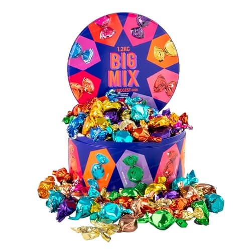 Image of Extra Large 1.2kg Big Mix Chocolate Assortment Tin Full of Premium Toffees, Caramels & Fruit Creams | Perfect For Father's Day, Summer Parties, Gifting