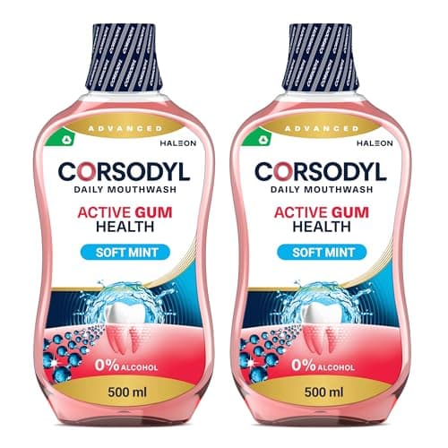 Image of Corsodyl Mouthwash Daily Active Gum Health, Fluoride Mouthwash, Alcohol Free, 500ml (Pack of 2)