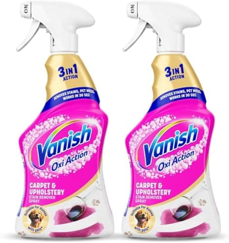 Image of Vanish Gold Oxi Action Upholstery & Carpet Cleaner, Targeted Spot Cleaning Stain Remover Spray, 500 ml | 30 Second Amazing Stain Removal | Neutralises Odours | Helps Prevent Pet Remarking | Pack of 2
