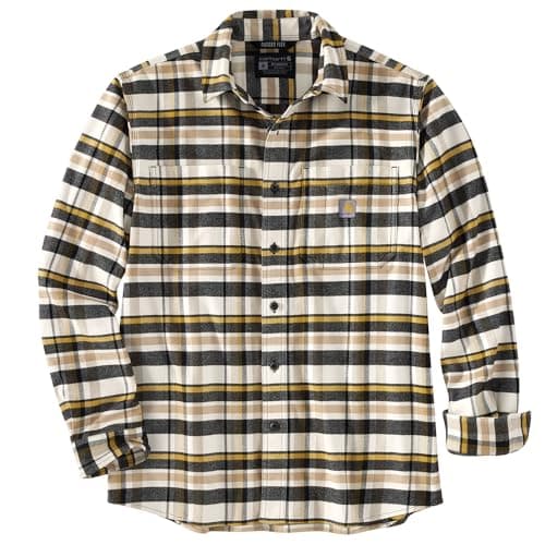 Image of Carhartt 106352 Rugged Flex Relaxed Fit Midweight Flannel Long-Sleeve Plaid Shirt MALT S