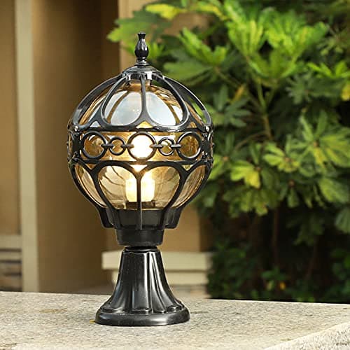 Image of ChaoZan Outdoor Street Lamp/Post Light, Rustic Floor Lamp 230 Volt E27 IP55 Pillar Garden Lighting, Villa Terrace Entrance and Driveway Light (Black)