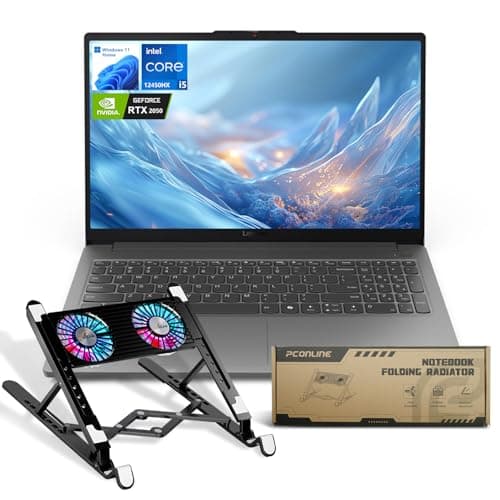 Image of Lenovo LOQ AI-Powered Gaming Laptop, 15.6 FHD 144Hz, Intel i5-12450HX, NVIDIA GeForce RTX 2050, 16GB DDR5 RAM, 1TB SSD, Touchpad, Bundle with PCO Notebook Folding Radiator, Laptop Cooler